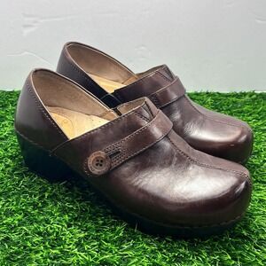 Dansko Solstice Monk Clogs Shoes Sz EU37 US 6.5 Cordovan Brown Leather Split Toe